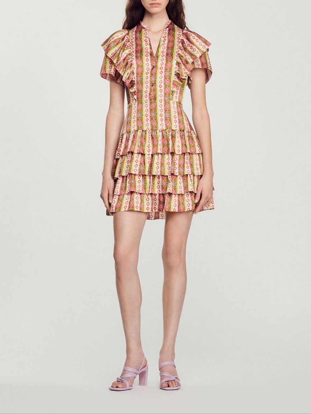 SANDRO Simonna Ruffle Woven Mini Dress 34.
